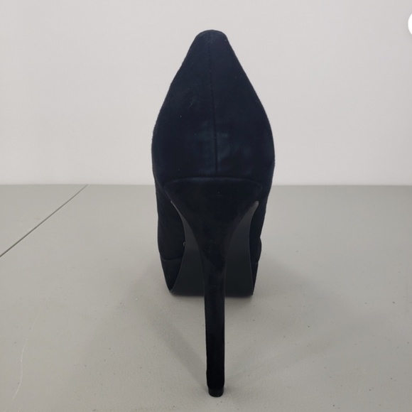 Guess CACEI Pump Womens 9.5M Black Suede Stiletto Slip On High Heels Peep Toe - Picture 2 of 16